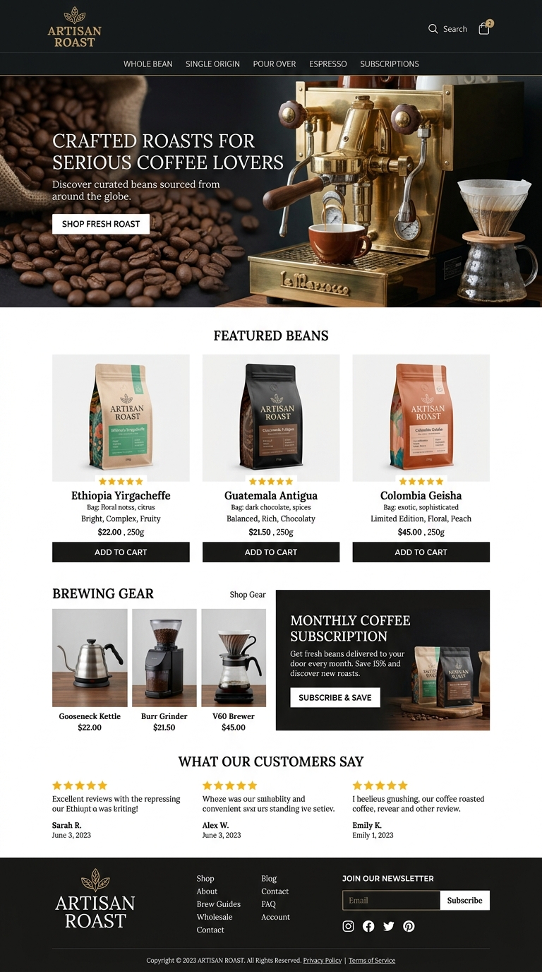 Artisan Roast - Specialty Coffee Beans & Gear